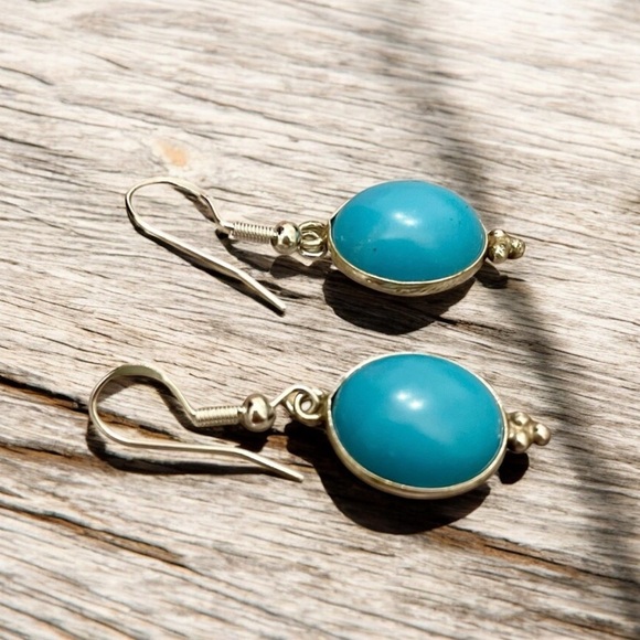 Sleeping Beauty Turquoise Gemstone Earrings - Picture 2 of 6